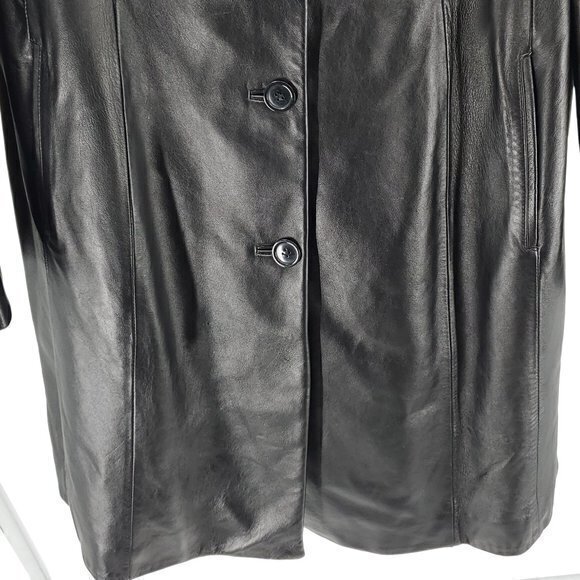 Colebrook 90s-Style Long Line 100% Leather Jacket L Black - Picture 10 of 16